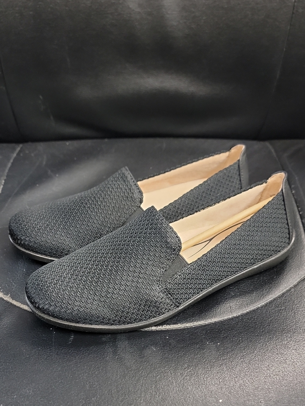 Women's Black Knit Slip-On Loafers
